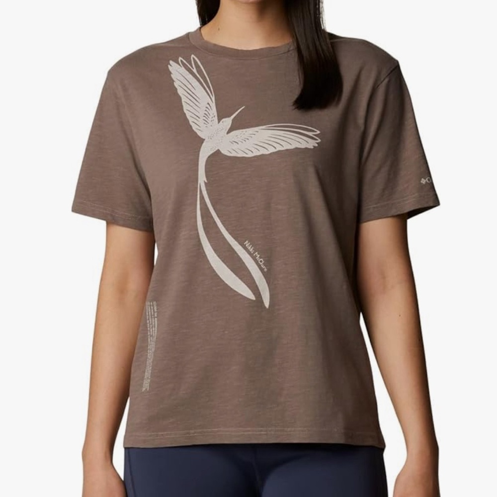NWT • Columbia • Women's W Break It Down Ss Tee • Iron/Hummingbird • Small